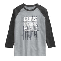 Grandpas With Pretty Daughters Raglan Shirt Funny Grandpa Gun American Flag