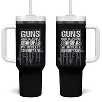 Grandpas With Pretty Daughters Tumbler With Handle Funny Grandpa Gun American Flag
