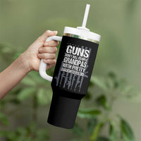 Grandpas With Pretty Daughters Tumbler With Handle Funny Grandpa Gun American Flag