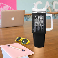 Grandpas With Pretty Daughters Tumbler With Handle Funny Grandpa Gun American Flag