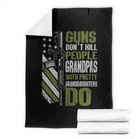 Funny Grandpa Throw Blanket Guns Dont Kill People Grandpas With Pretty Granddaughters Do US Flag
