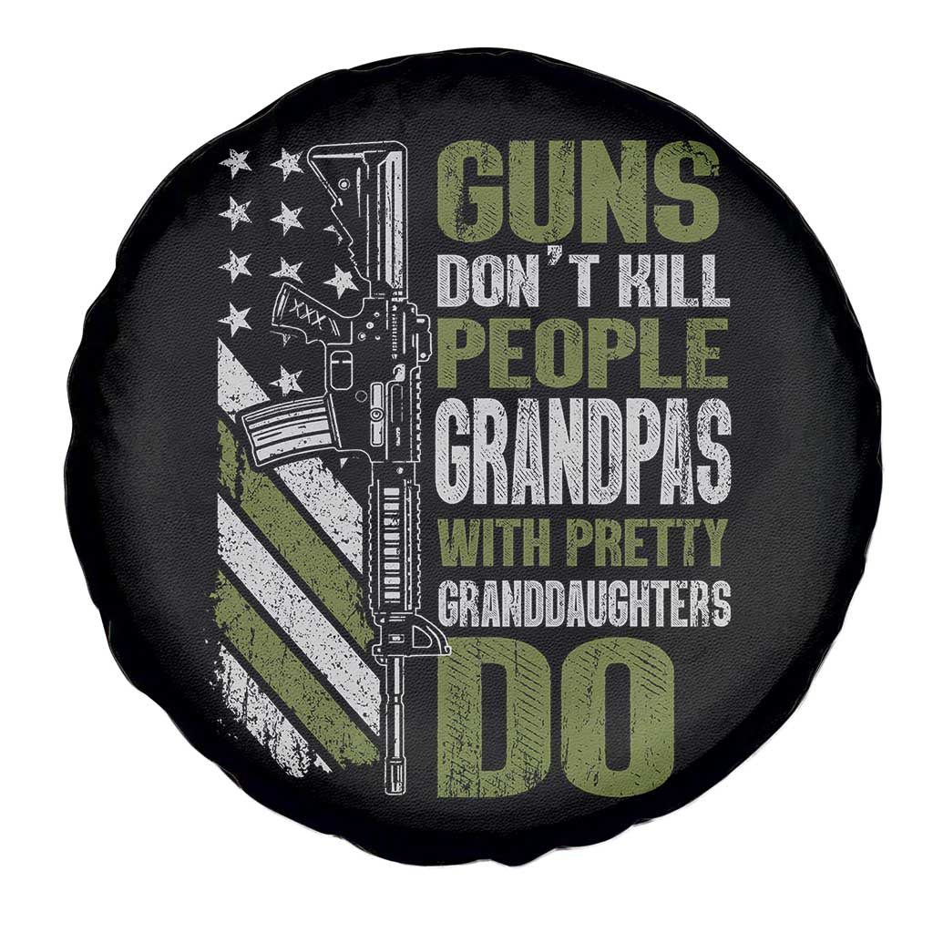 Funny Grandpa Spare Tire Cover Guns Dont Kill People Grandpas With Pretty Granddaughters Do US Flag