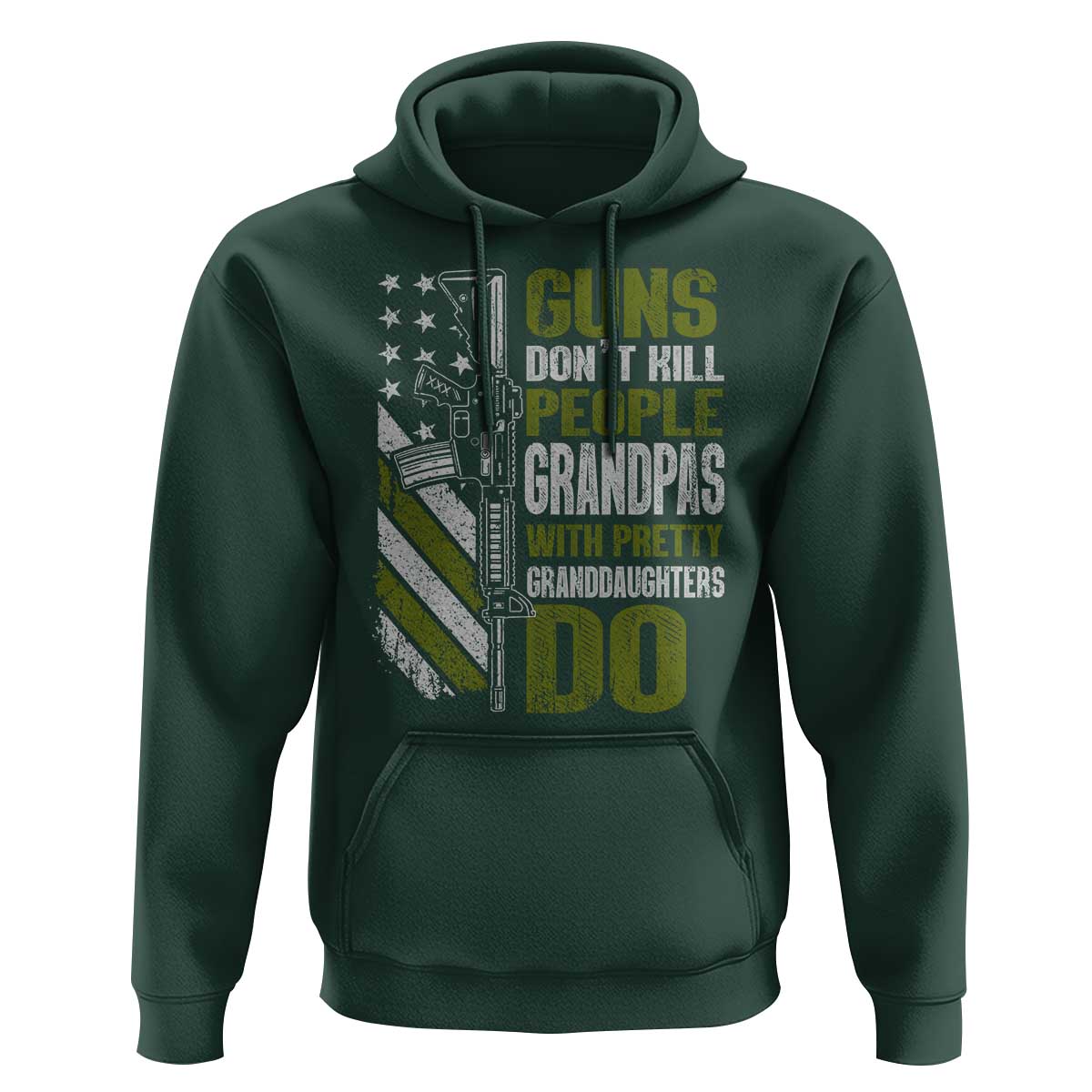 Funny Grandpa Hoodie Guns Dont Kill People Grandpas With Pretty Granddaughters Do US Flag