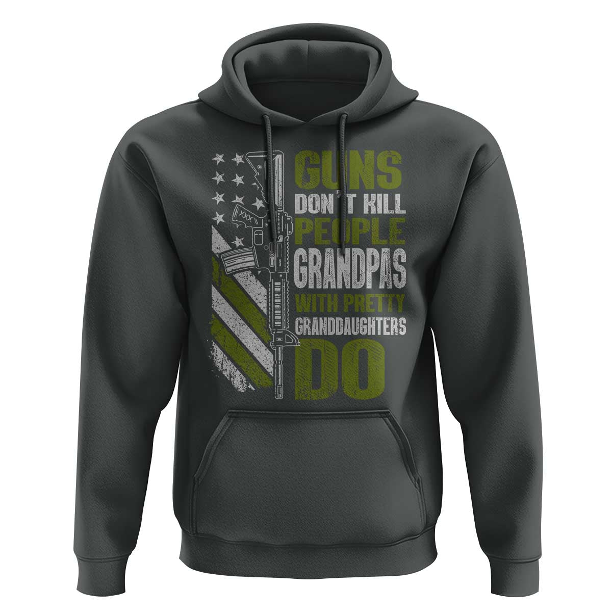 Funny Grandpa Hoodie Guns Dont Kill People Grandpas With Pretty Granddaughters Do US Flag