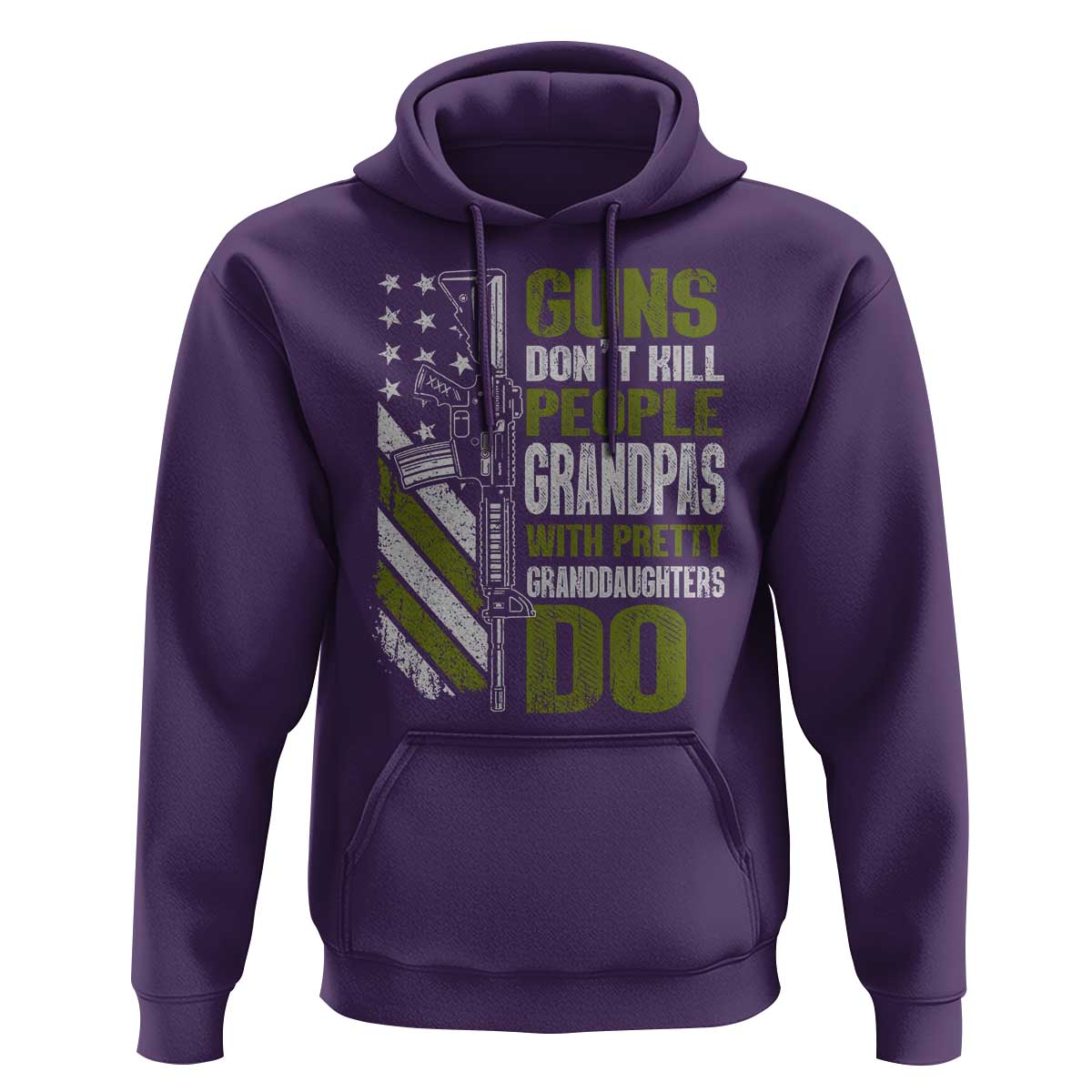 Funny Grandpa Hoodie Guns Dont Kill People Grandpas With Pretty Granddaughters Do US Flag