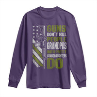 Funny Grandpa Long Sleeve Shirt Guns Dont Kill People Grandpas With Pretty Granddaughters Do US Flag