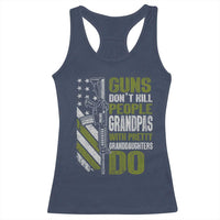 Funny Grandpa Racerback Tank Top Guns Dont Kill People Grandpas With Pretty Granddaughters Do US Flag