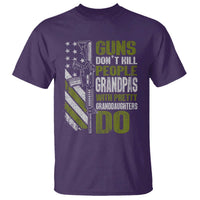 Funny Grandpa T Shirt Guns Dont Kill People Grandpas With Pretty Granddaughters Do US Flag