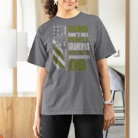 Funny Grandpa T Shirt For Women Guns Dont Kill People Grandpas With Pretty Granddaughters Do US Flag