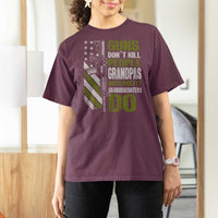 Funny Grandpa T Shirt For Women Guns Dont Kill People Grandpas With Pretty Granddaughters Do US Flag