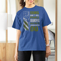 Funny Grandpa T Shirt For Women Guns Dont Kill People Grandpas With Pretty Granddaughters Do US Flag