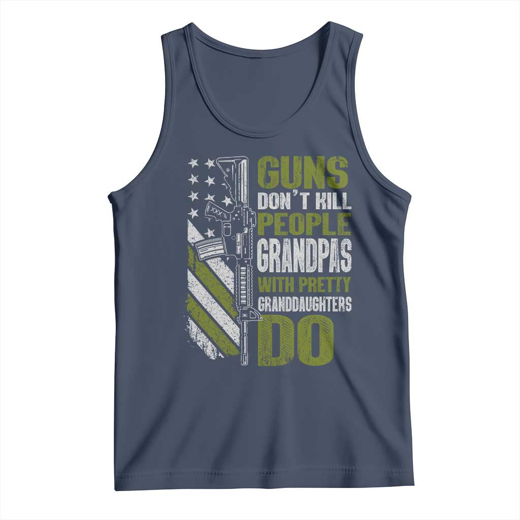 Funny Grandpa Tank Top Guns Dont Kill People Grandpas With Pretty Granddaughters Do US Flag
