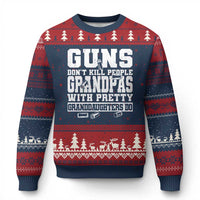 Funny Grandpa Ugly Christmas Sweater Guns Dont Kill People Grandpas With Pretty Granddaughters Do