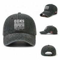 Funny Grandpa Washed Cotton Baseball Cap Guns Dont Kill People Grandpas With Pretty Granddaughters Do