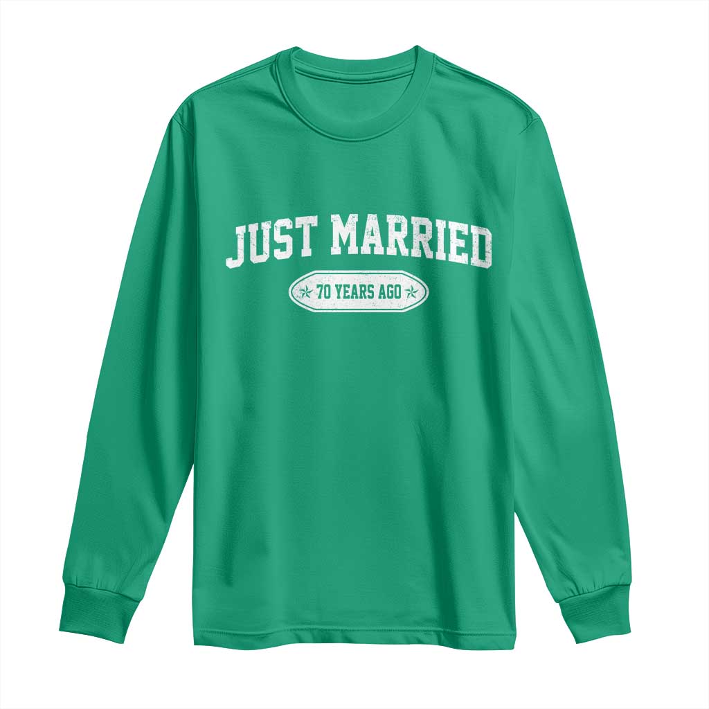 Just Married 70 Years Ago Long Sleeve Shirt 70th Wedding Anniversary Matching