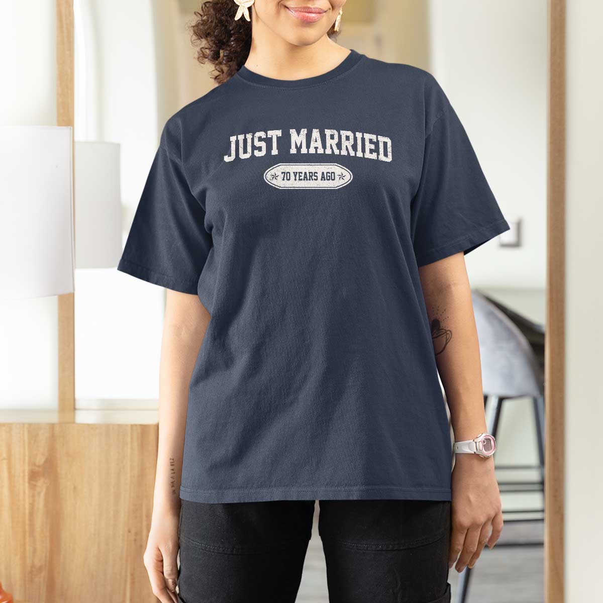 Just Married 70 Years Ago T Shirt For Women 70th Wedding Anniversary Matching