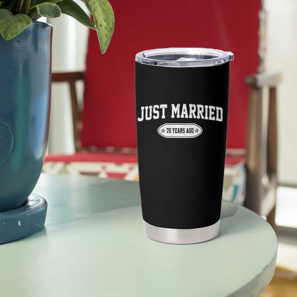 Just Married 70 Years Ago Tumbler Cup 70th Wedding Anniversary Matching