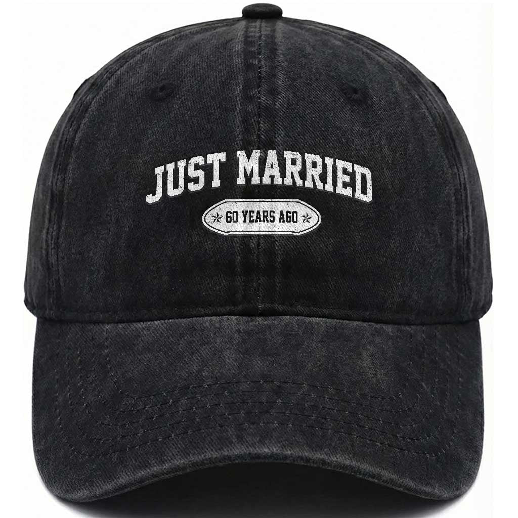 Just Married 60 Years Ago Washed Cotton Baseball Cap 60th Wedding Anniversary Matching