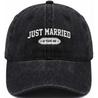 Just Married 60 Years Ago Washed Cotton Baseball Cap 60th Wedding Anniversary Matching