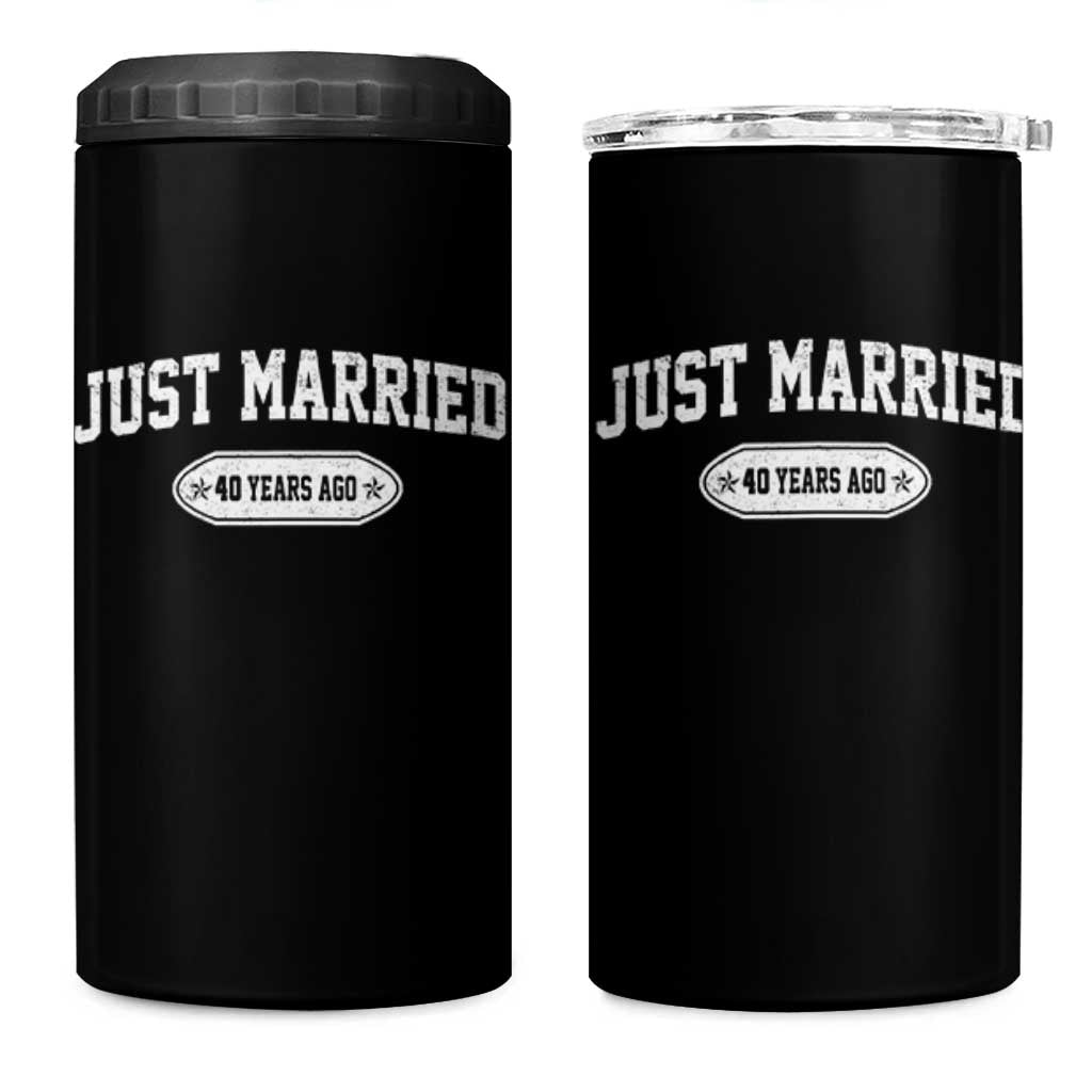 Just Married 40 Years Ago 4 in 1 Can Cooler Tumbler 40th Wedding Anniversary Matching