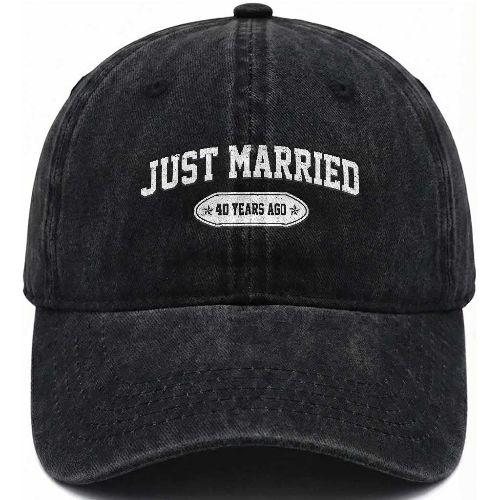 Just Married 40 Years Ago Washed Cotton Baseball Cap 40th Wedding Anniversary Matching