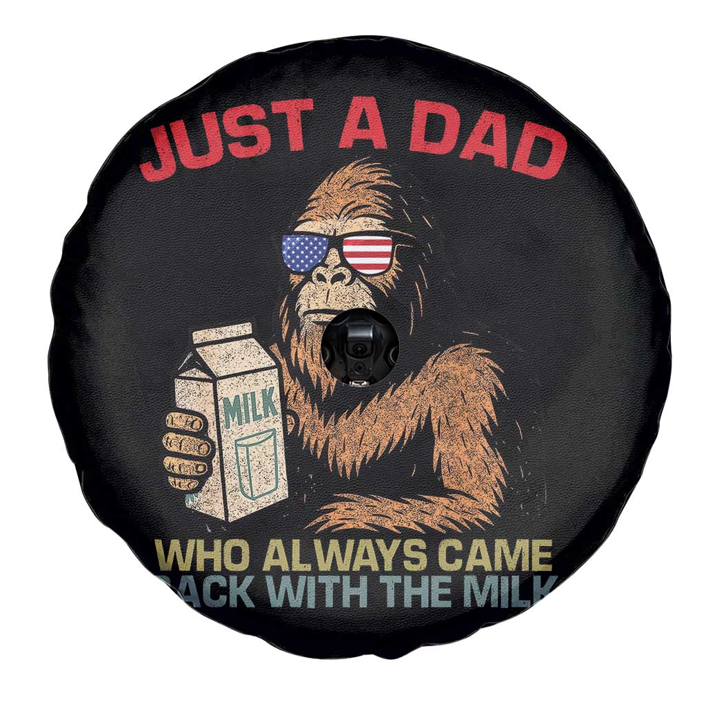 Just A Dad Who Always Came Back With The Milk Spare Tire Cover Funny Fathers Day Bigfoot Sasquatch Lovers