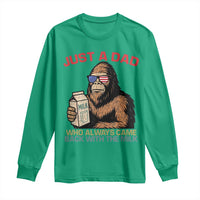 Just A Dad Who Always Came Back With The Milk Long Sleeve Shirt Funny Fathers Day Bigfoot Sasquatch Lovers