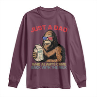 Just A Dad Who Always Came Back With The Milk Long Sleeve Shirt Funny Fathers Day Bigfoot Sasquatch Lovers