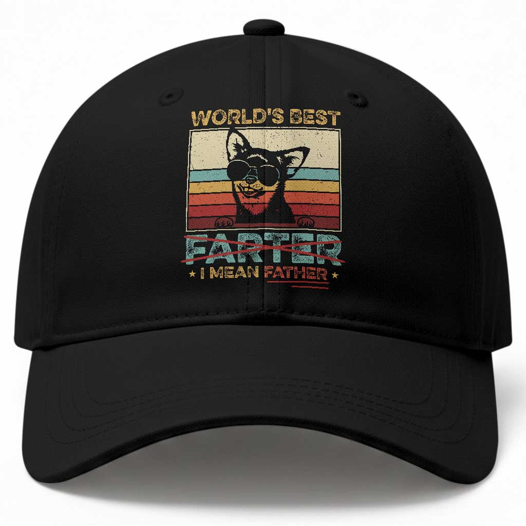 Funny Dad Dog Baseball Cap Fathers Day World's Best Farter I Mean Father