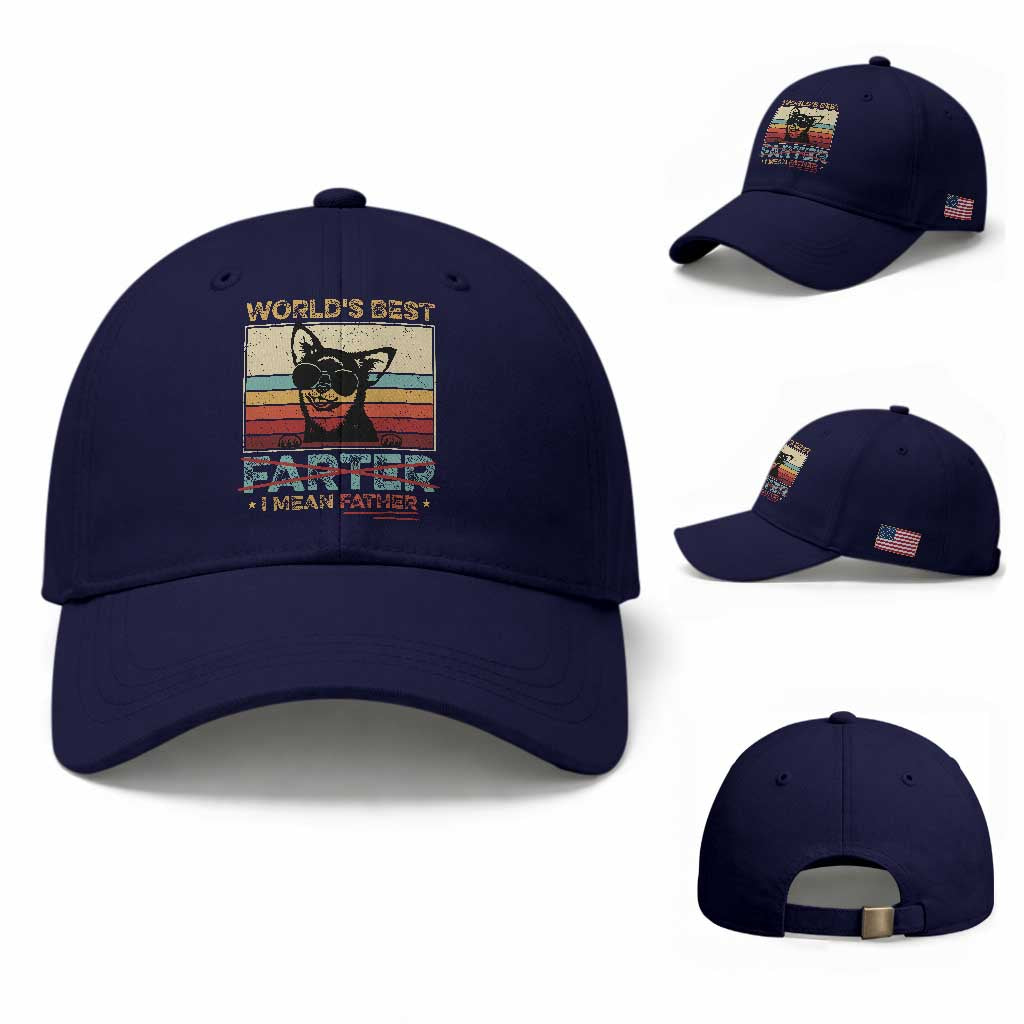Funny Dad Dog Baseball Cap Fathers Day World's Best Farter I Mean Father