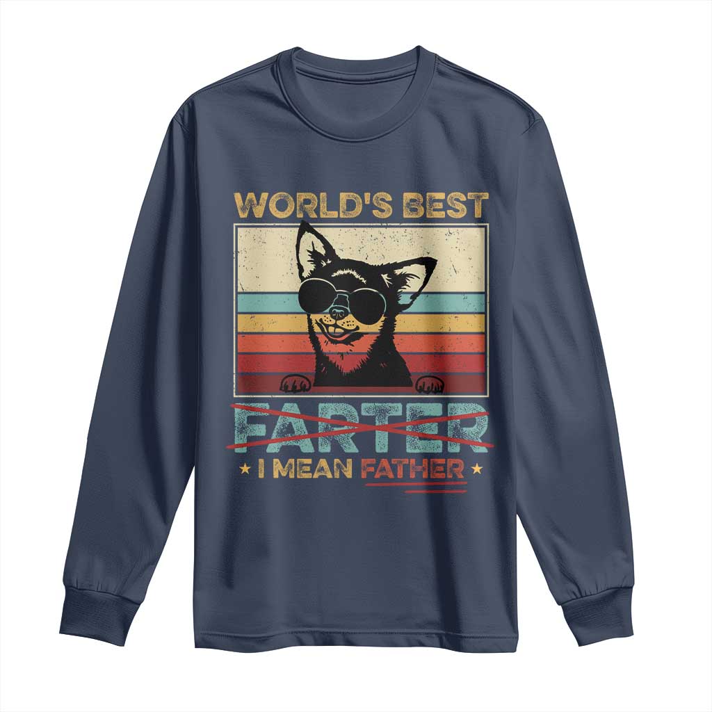 Funny Dad Dog Long Sleeve Shirt Fathers Day World's Best Farter I Mean Father
