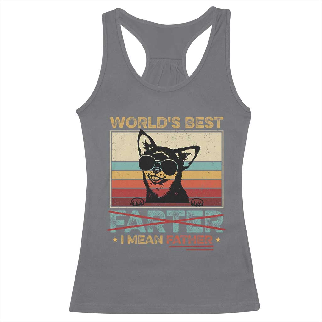 Funny Dad Dog Racerback Tank Top Fathers Day World's Best Farter I Mean Father