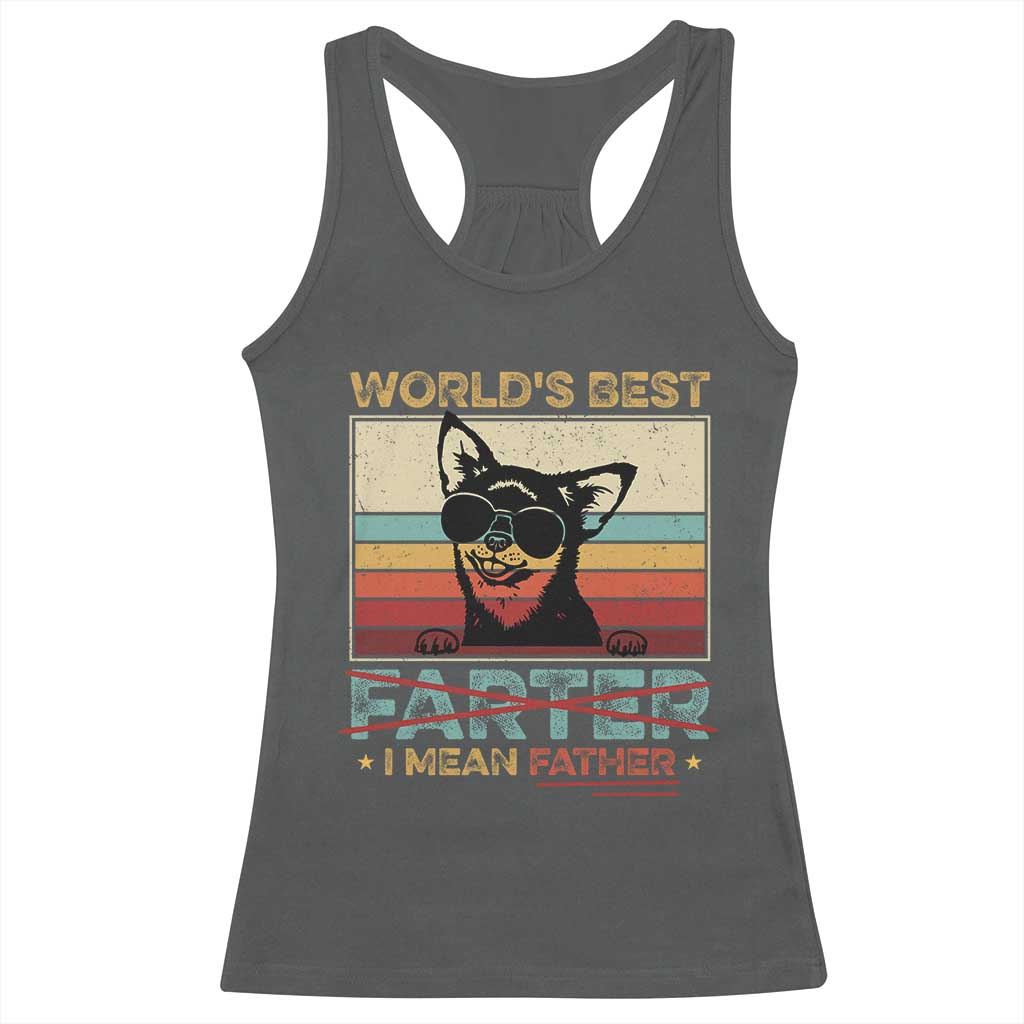 Funny Dad Dog Racerback Tank Top Fathers Day World's Best Farter I Mean Father