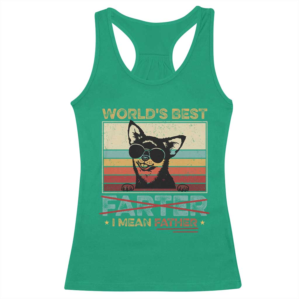 Funny Dad Dog Racerback Tank Top Fathers Day World's Best Farter I Mean Father