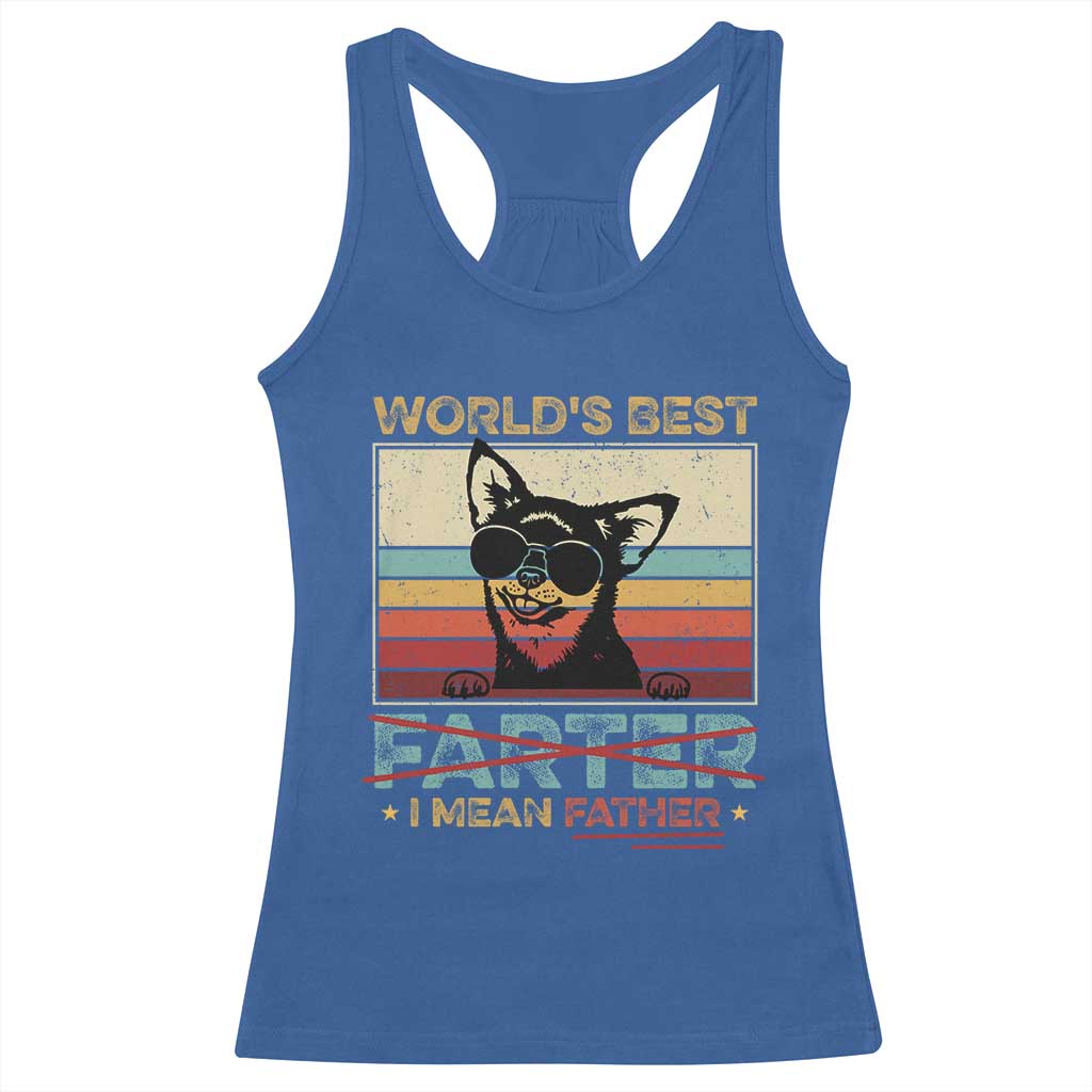 Funny Dad Dog Racerback Tank Top Fathers Day World's Best Farter I Mean Father