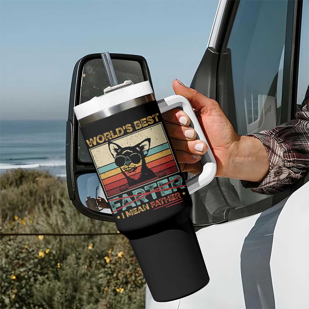 Funny Dad Dog Tumbler With Handle Fathers Day World's Best Farter I Mean Father
