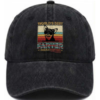 Funny Dad Dog Washed Cotton Baseball Cap Fathers Day World's Best Farter I Mean Father