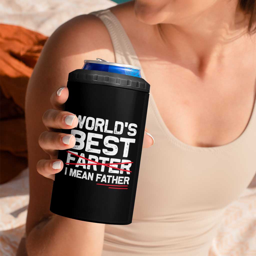 Retro World's Best Farter I Mean Father 4 in 1 Can Cooler Tumbler Funny Best Dad