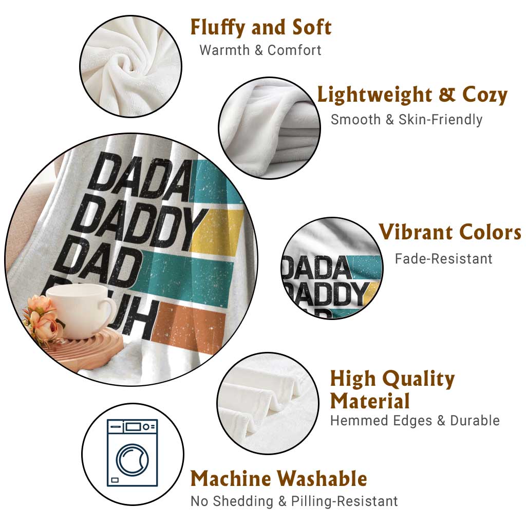 Dada Daddy Dad Bruh Throw Blanket Funny Fathers Day Bruh - Wonder Print Shop