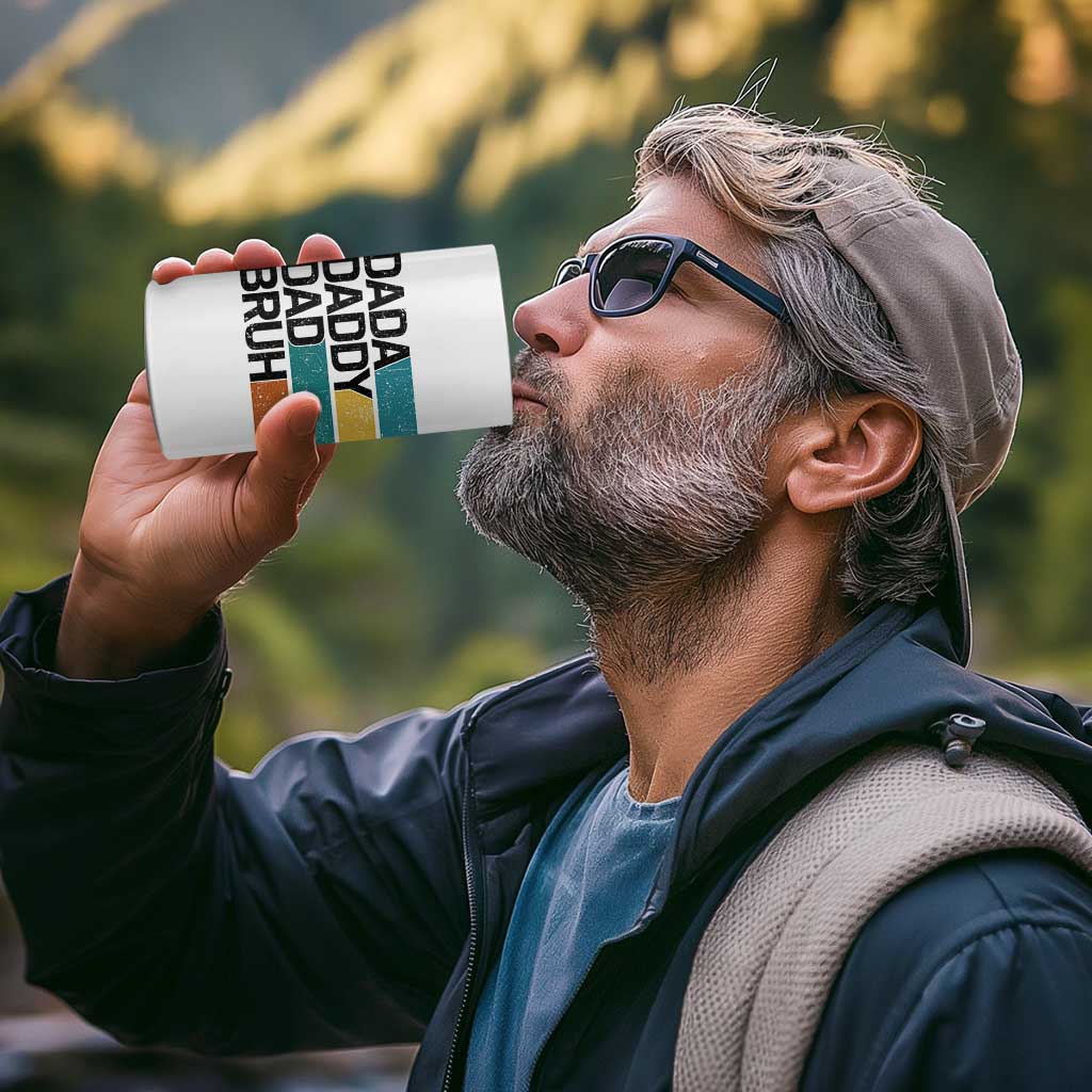 Dada Daddy Dad Bruh 4 in 1 Can Cooler Tumbler Funny Fathers Day Bruh - Wonder Print Shop