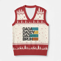 Dada Daddy Dad Bruh V-Neck Knit Sweater Vest Funny Fathers Day Bruh - Wonder Print Shop