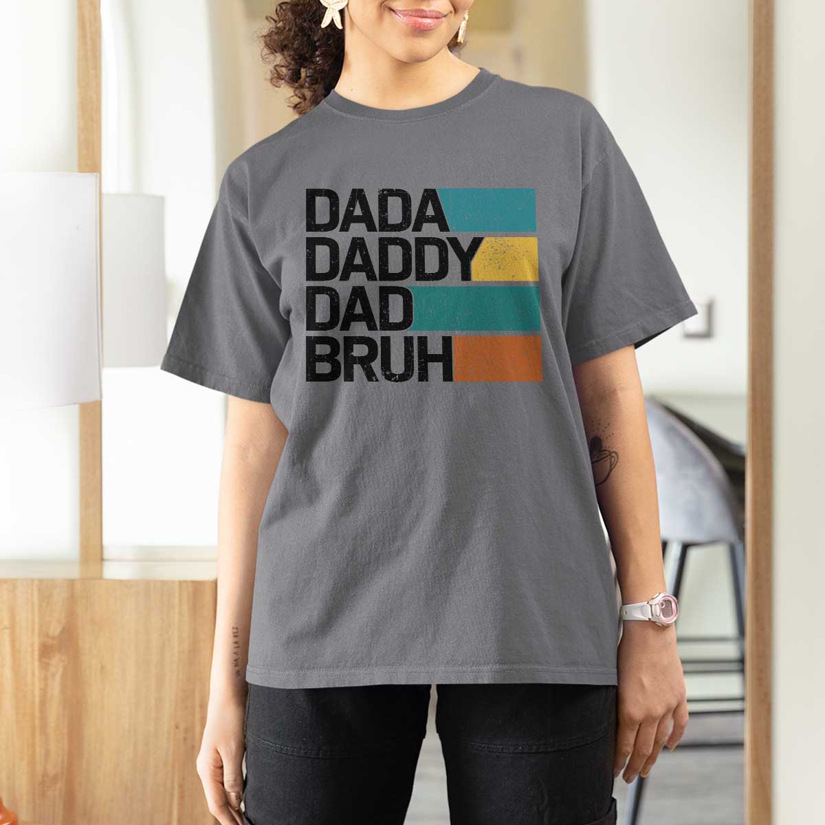 Dada Daddy Dad Bruh T Shirt For Women Funny Fathers Day Bruh - Wonder Print Shop