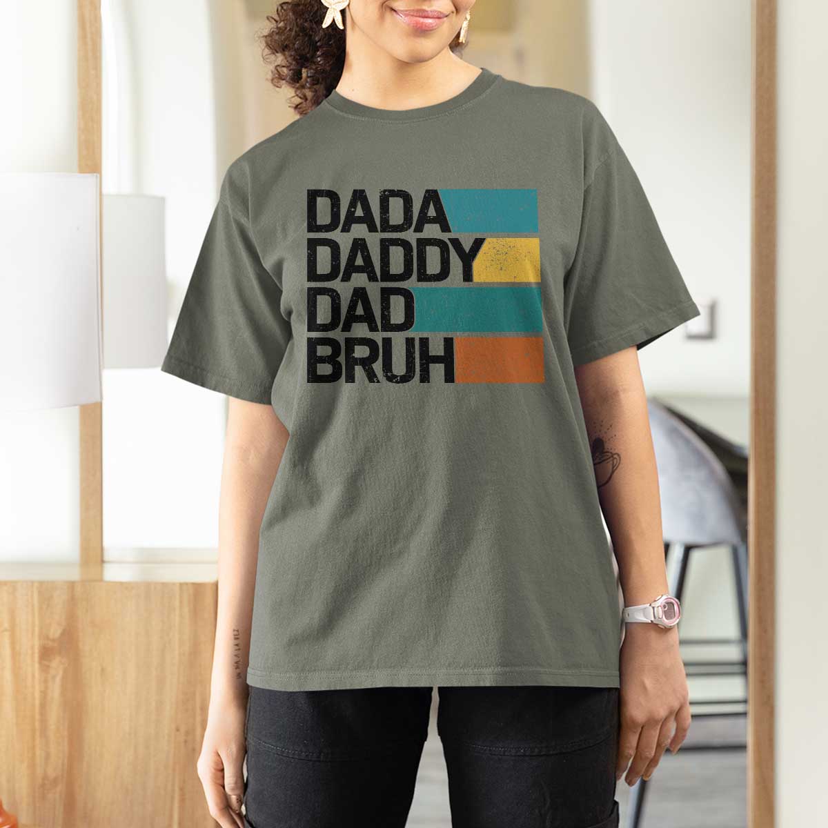 Dada Daddy Dad Bruh T Shirt For Women Funny Fathers Day Bruh - Wonder Print Shop