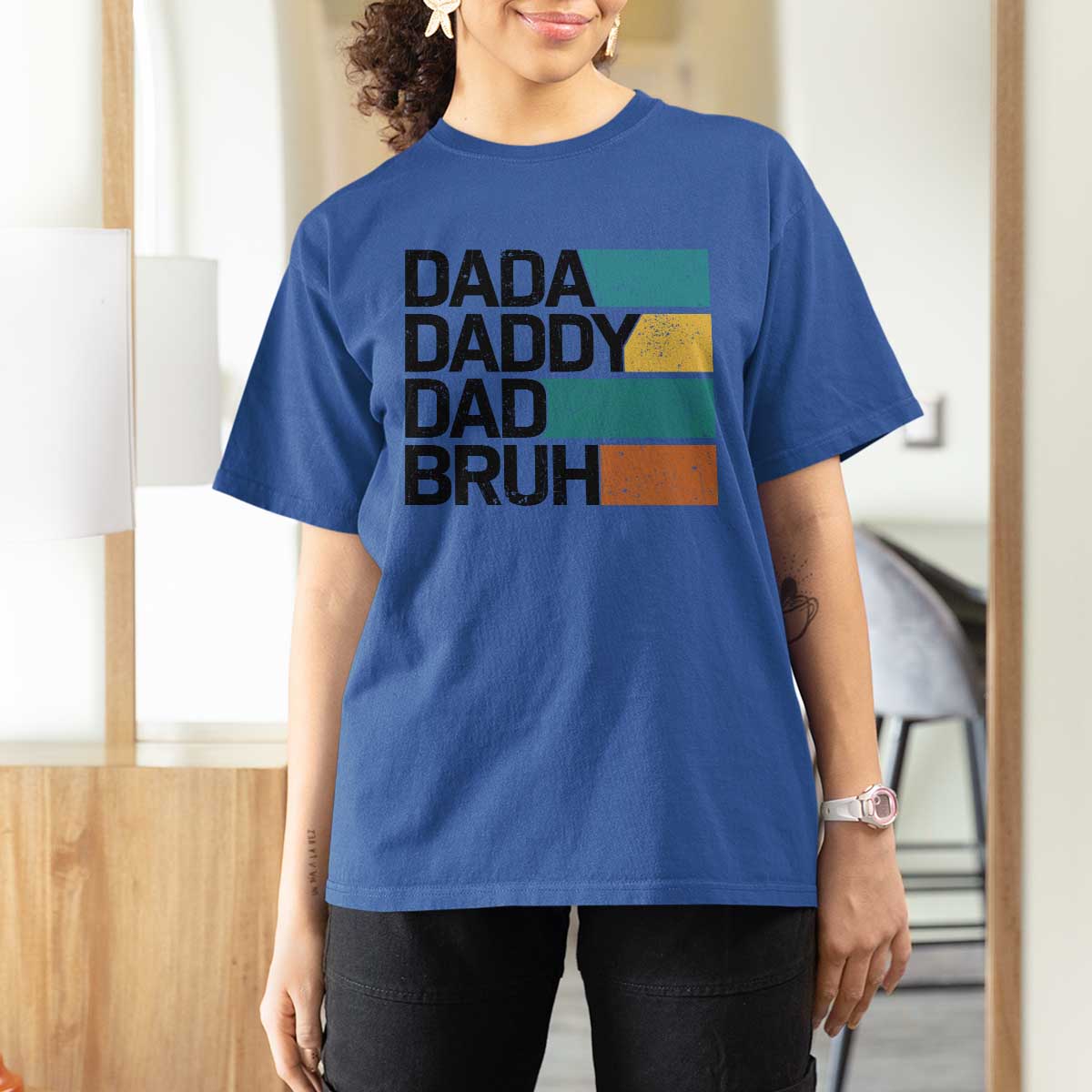 Dada Daddy Dad Bruh T Shirt For Women Funny Fathers Day Bruh - Wonder Print Shop