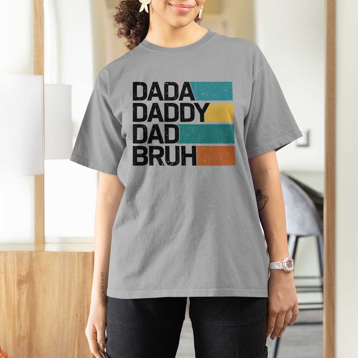 Dada Daddy Dad Bruh T Shirt For Women Funny Fathers Day Bruh - Wonder Print Shop