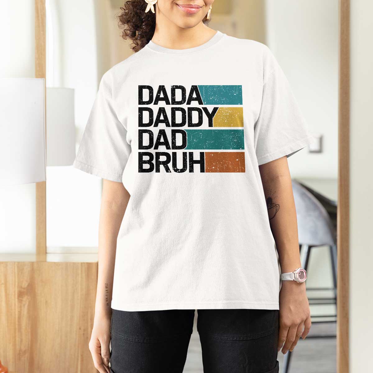 Dada Daddy Dad Bruh T Shirt For Women Funny Fathers Day Bruh - Wonder Print Shop