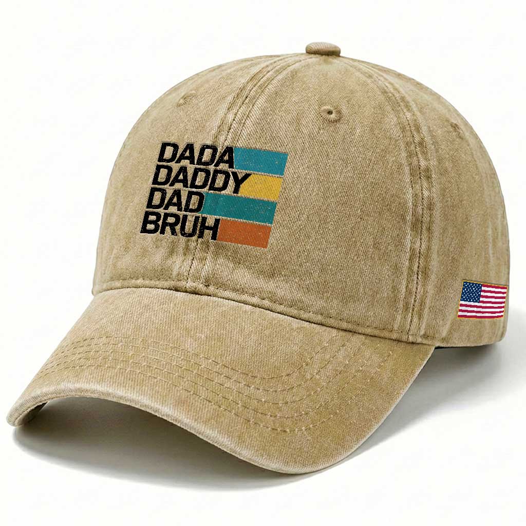 Dada Daddy Dad Bruh Washed Cotton Baseball Cap Funny Fathers Day Bruh