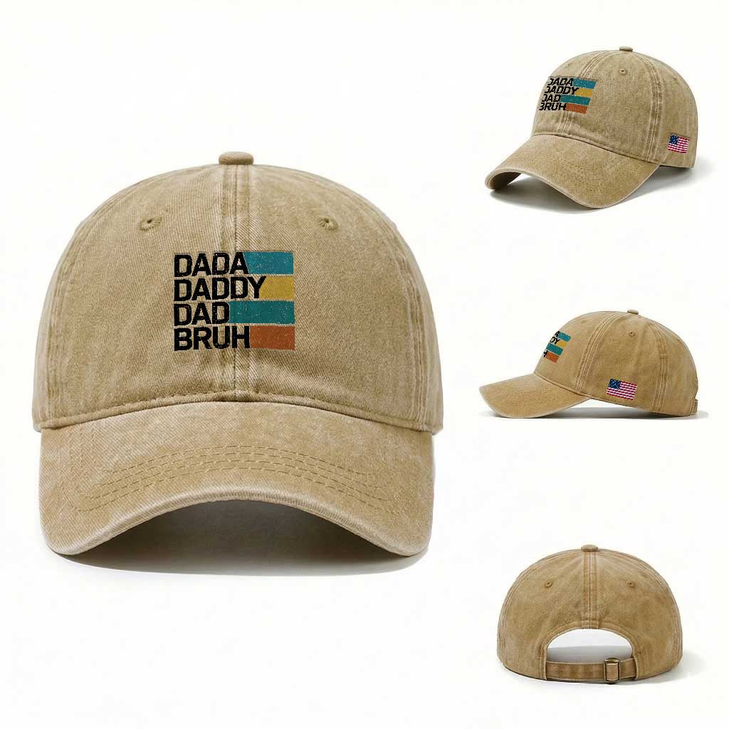 Dada Daddy Dad Bruh Washed Cotton Baseball Cap Funny Fathers Day Bruh