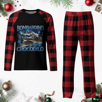 Bombardino Crocodilo Plaid Pajama Set Internet Memes Italian Brainrot - Wonder Print Shop