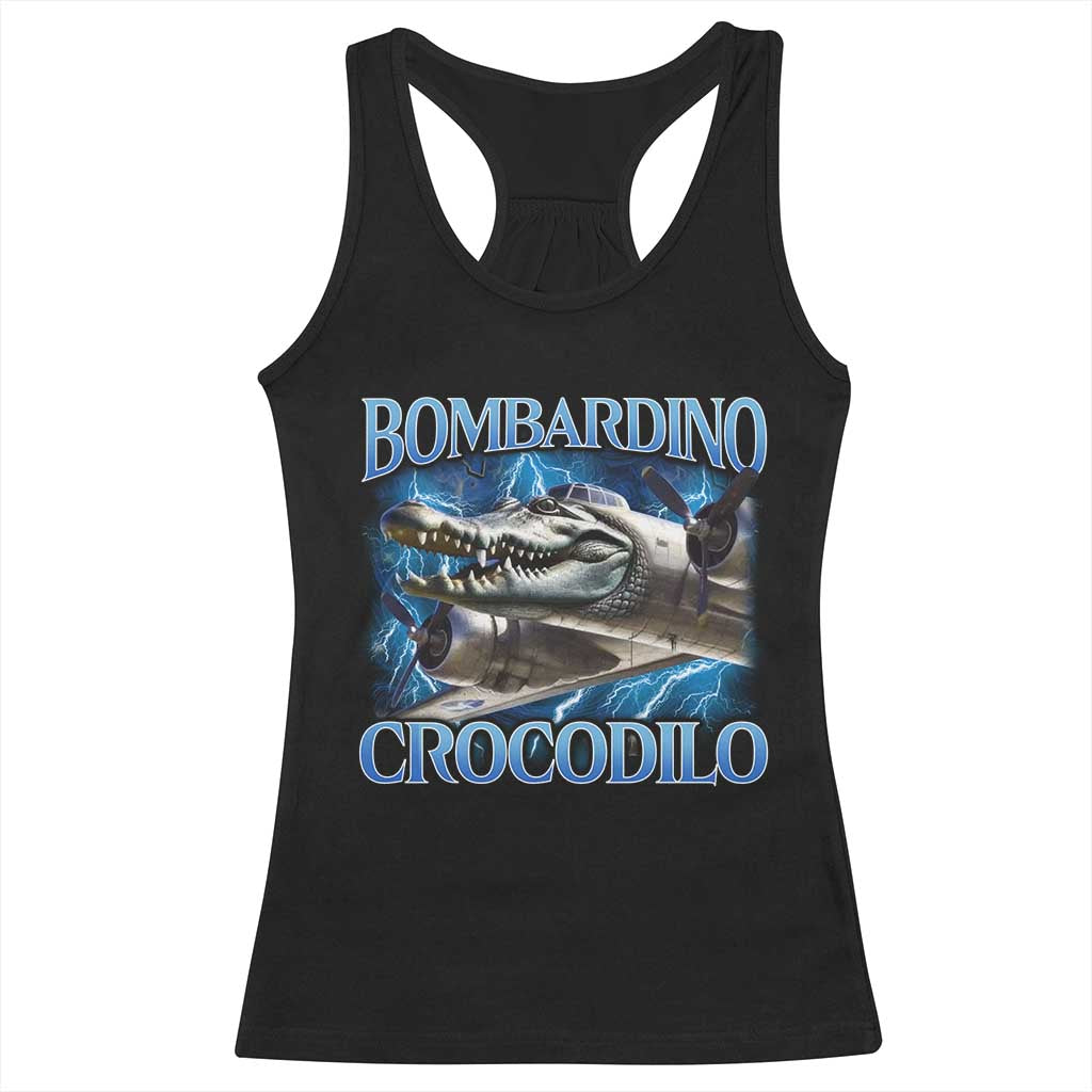 Bombardino Crocodilo Racerback Tank Top Internet Memes Italian Brainrot